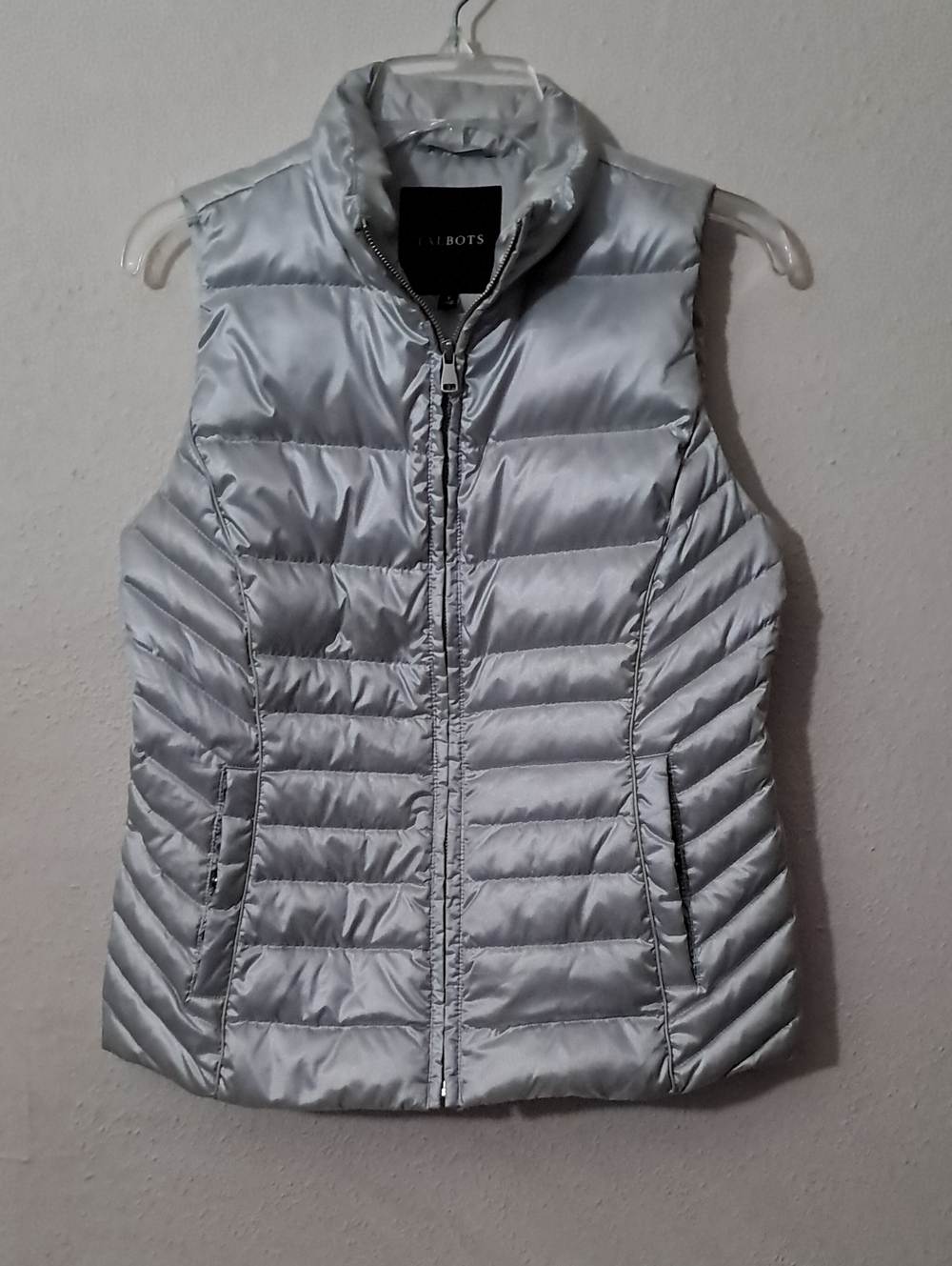 Talbots Women's Size Small Light Silver Quilted Puffer Vest
